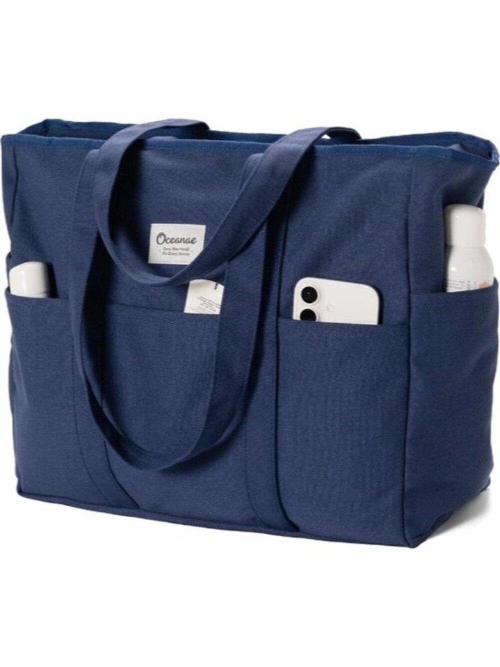 XL Canvas Tote Bag Laptop Shoulder Purse Pocket Utility Beach Travel Work Bag